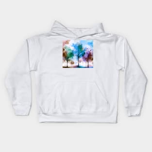 Colorful Blue Purple Pastel Abstract Trees Kids Hoodie